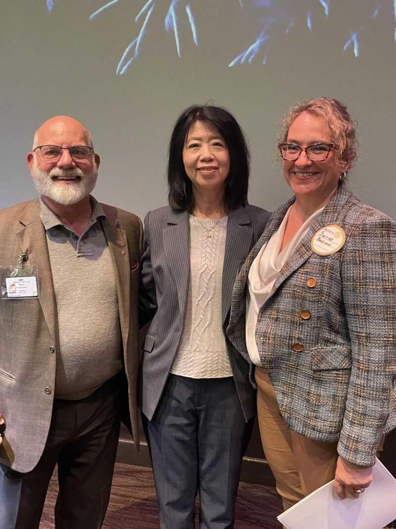 President Tom, sponsor Christine Chi, and our newest member, Simone Bachaud